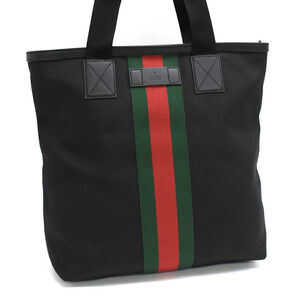 Gucci Web Stripe Tote Bag Black Green Red Sherry Line